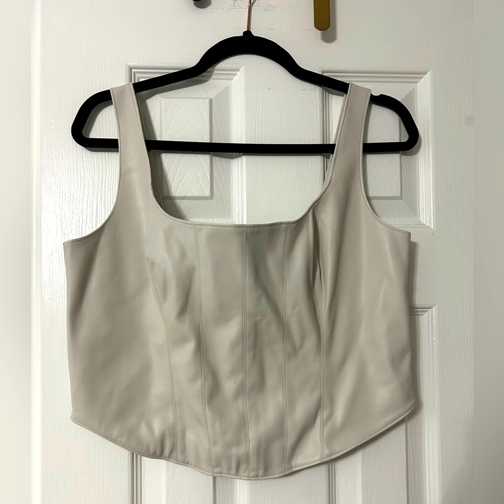 Abercrombie & Fitch Faux Leather Cream Corset